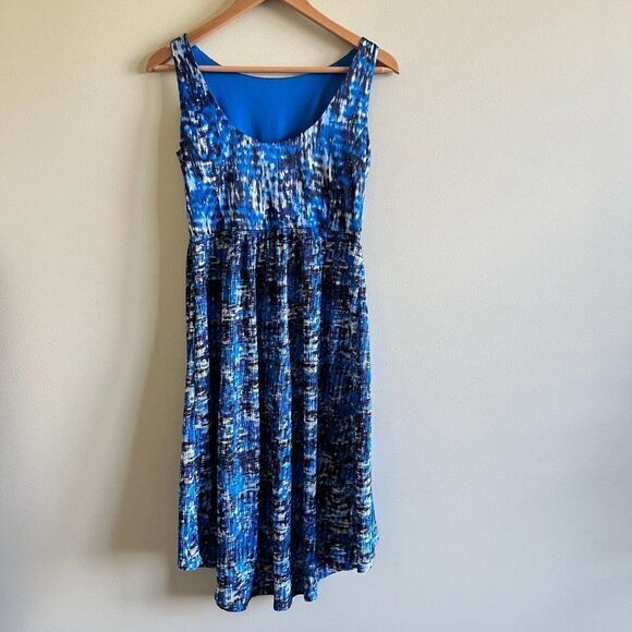ANN TAYLOR PLEATED SLEEVELESS DRESS HIGH LOW DRESS MIDI BLUE WOMENS‎ SIZE 0 - Picture 1 of 7